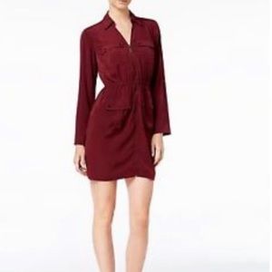 Alfani tab sleeve Utility zip up front shirt dress